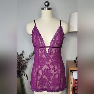 Vintage Victoria Secret Y2K Lace Chemise Purple Size Small